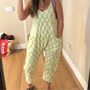 Free people green checkered hot shot onesie